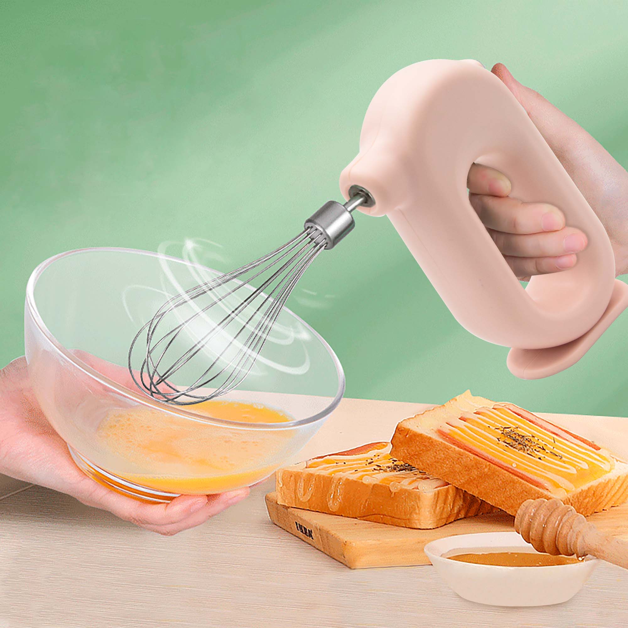 Mini Batidora De Mano Eléctrica Inalámbrica Recargable Usb Rosa  .