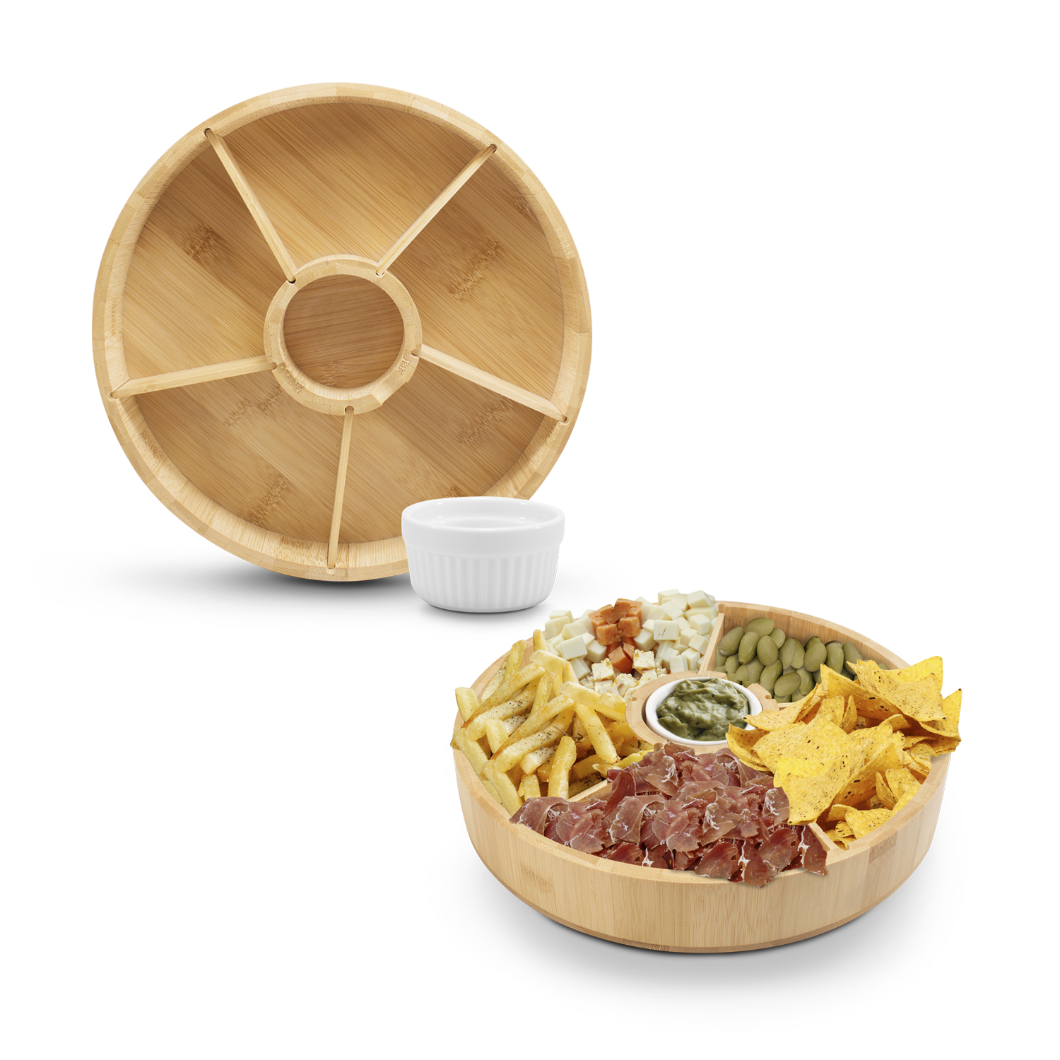 Plato Botanero de Bambú con salsero