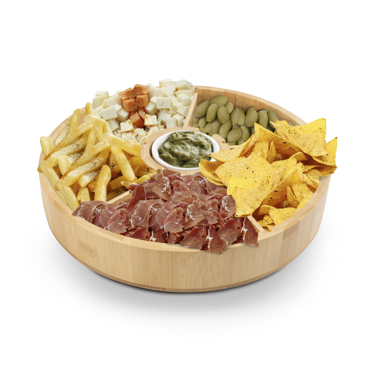 Plato Botanero de Bambú con salsero