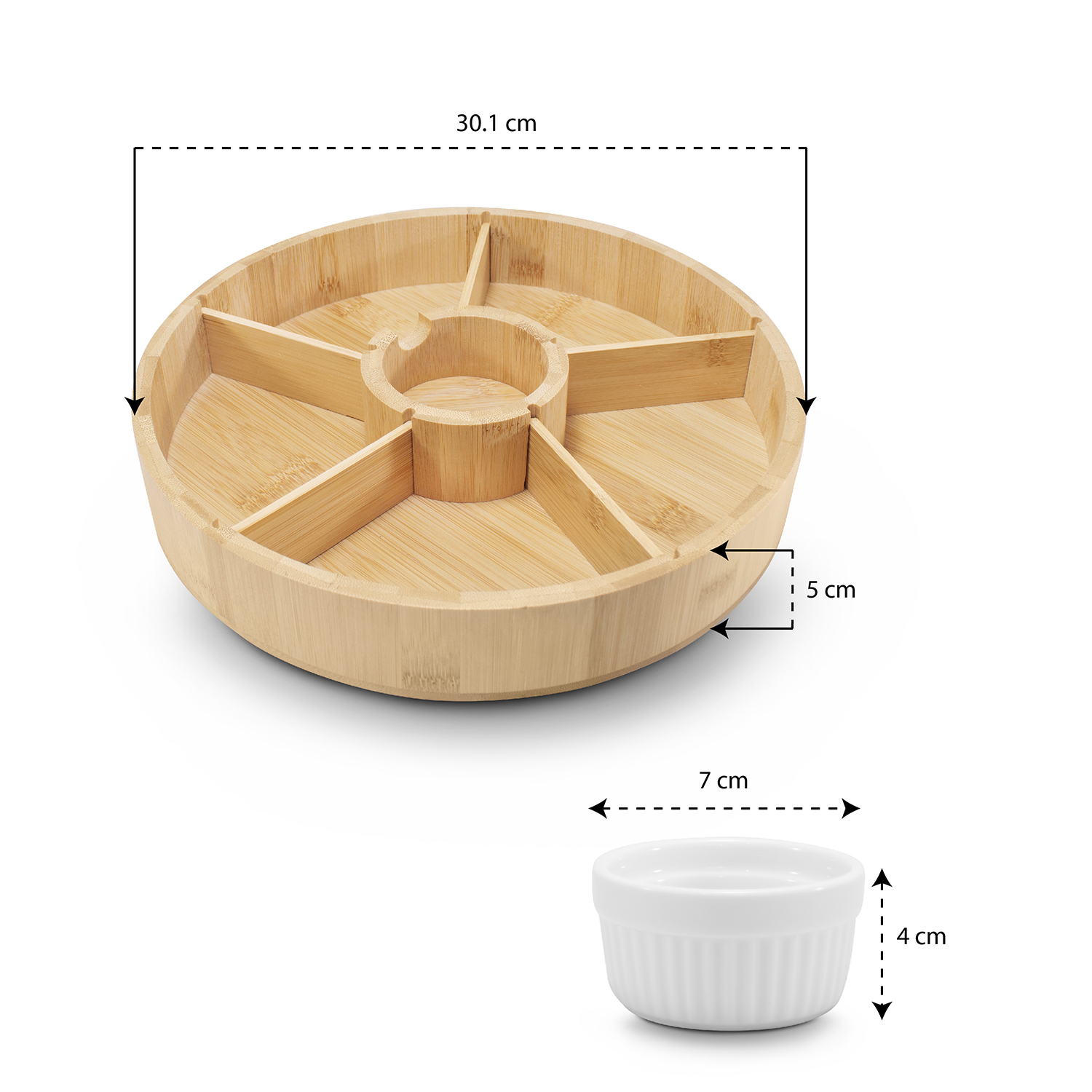 Plato Botanero de Bambú con salsero