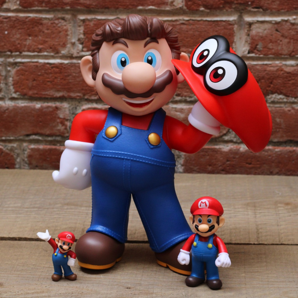 Figura de Colección Mario Odyssey 39cm, Super M Gorra Etatuilla de Personaje de Videojuegos, Muñeco Gigante Decoración Ideal para Regalo, Juguetes para Niños de PVC Reforzado Calidad