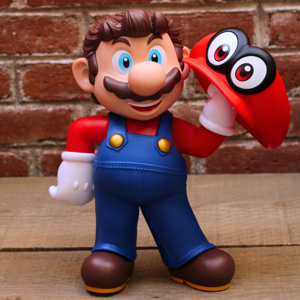 Figura de Colección Mario Odyssey 39cm, Super M Gorra Etatuilla de Personaje de Videojuegos, Muñeco Gigante Decoración Ideal para Regalo, Juguetes para Niños de PVC Reforzado Calidad