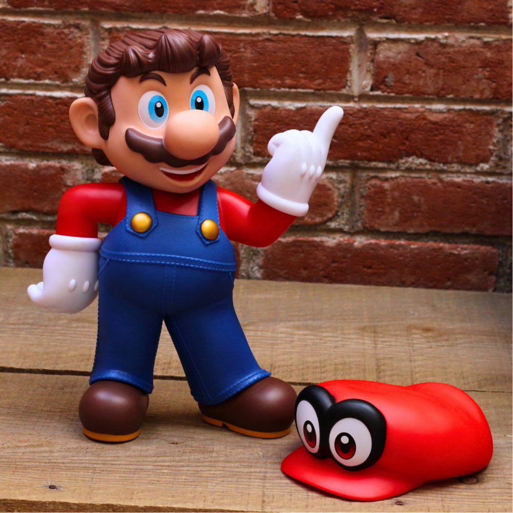 Figura de Colección Mario Odyssey 39cm, Super M Gorra Etatuilla de Personaje de Videojuegos, Muñeco Gigante Decoración Ideal para Regalo, Juguetes para Niños de PVC Reforzado Calidad