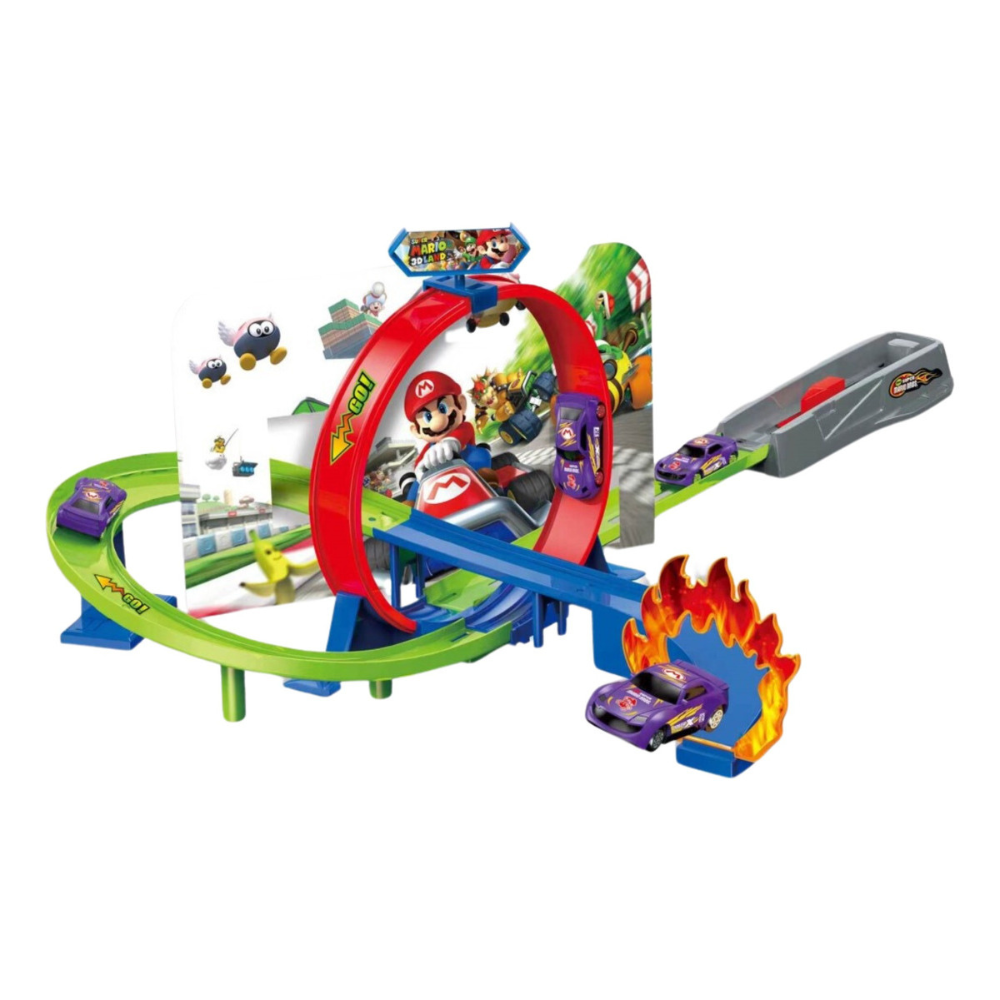 Pista de Carreras de Mario 82cm, Juguetes de Autos Kart para Niños, Pista de Super M Land con 1 Carrito Incluido, Rampa para Coches Desmontable, Juego Circuito de Carritos, Regalo Ideal
