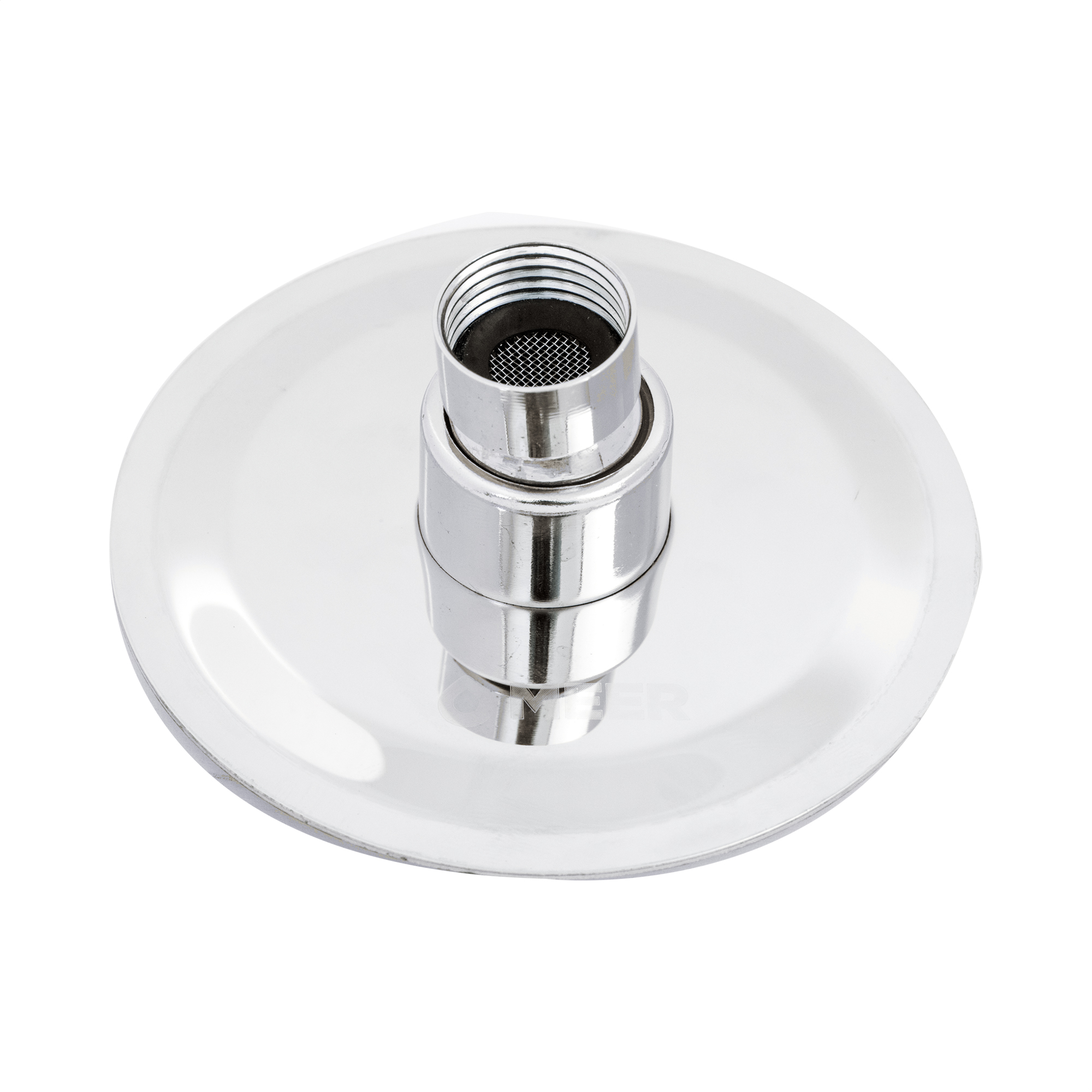 MEER Faucets  by CNX | Regadera Redonda de 7.6 cm con Cuello de 27 cm, Cabezal de Ducha y Tubo de Hierro Cromado. Multiposición, Anti-Sarro y Funciona con Presión Baja