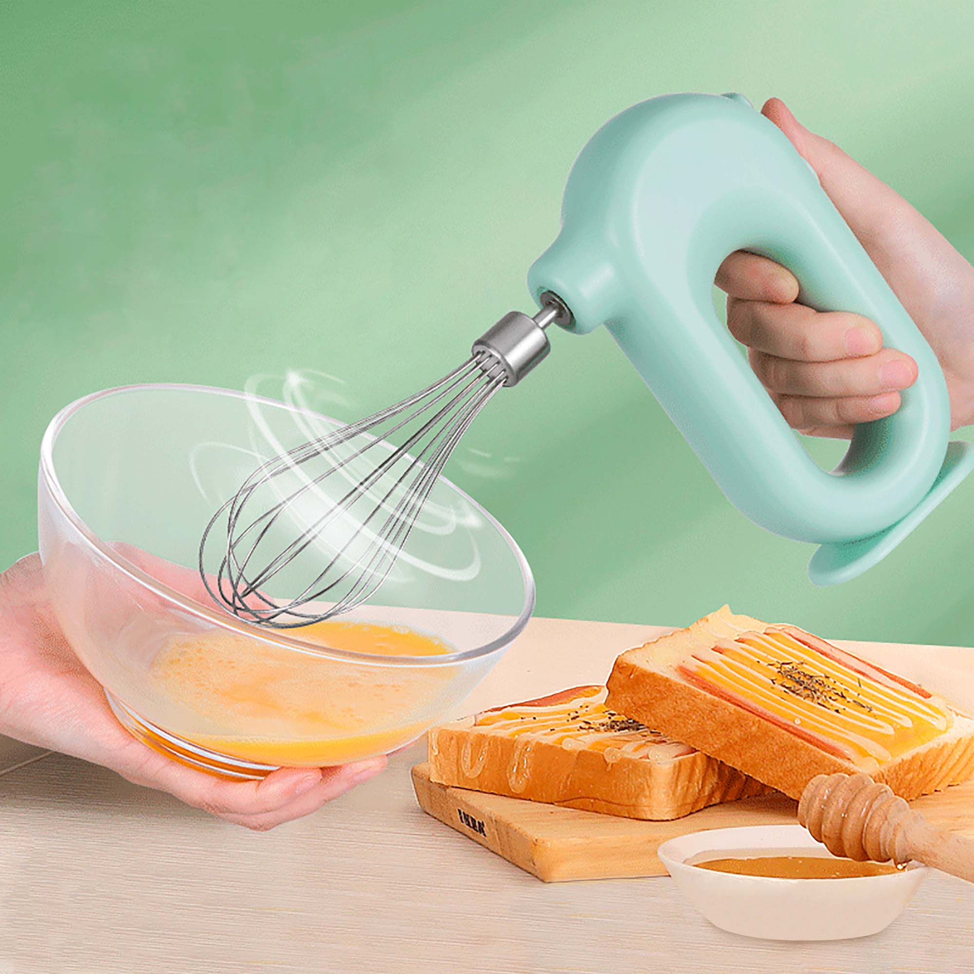 Mini Batidora De Mano Eléctrica Inalámbrica Recargable Usb Verde.