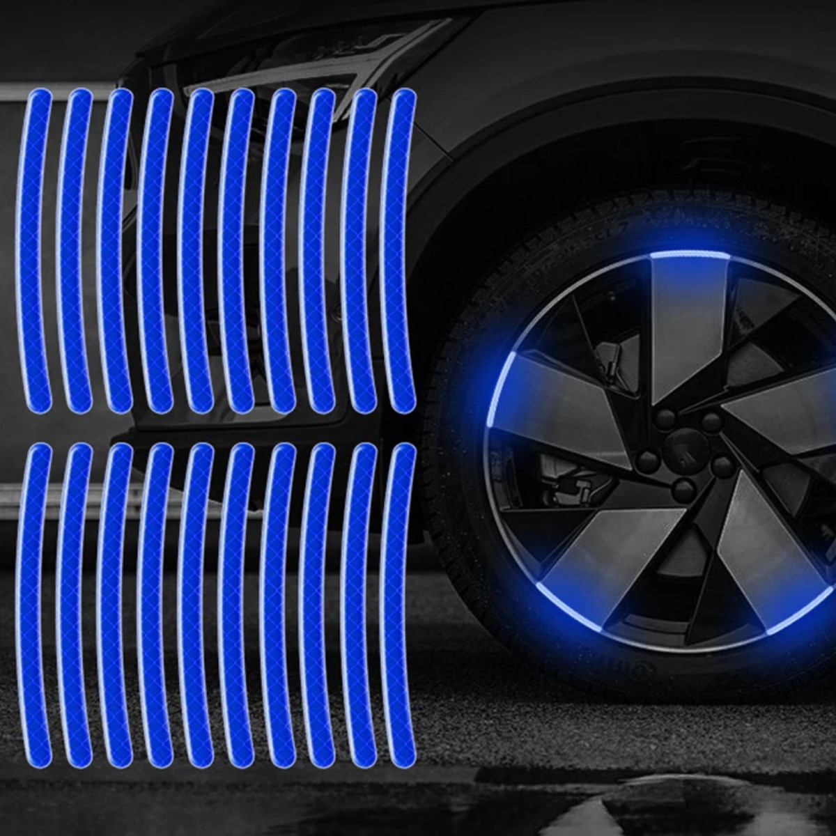 Pegatina azul cinta reflectante llanta neumático coche tira advertencia seguridad rueda moto bici