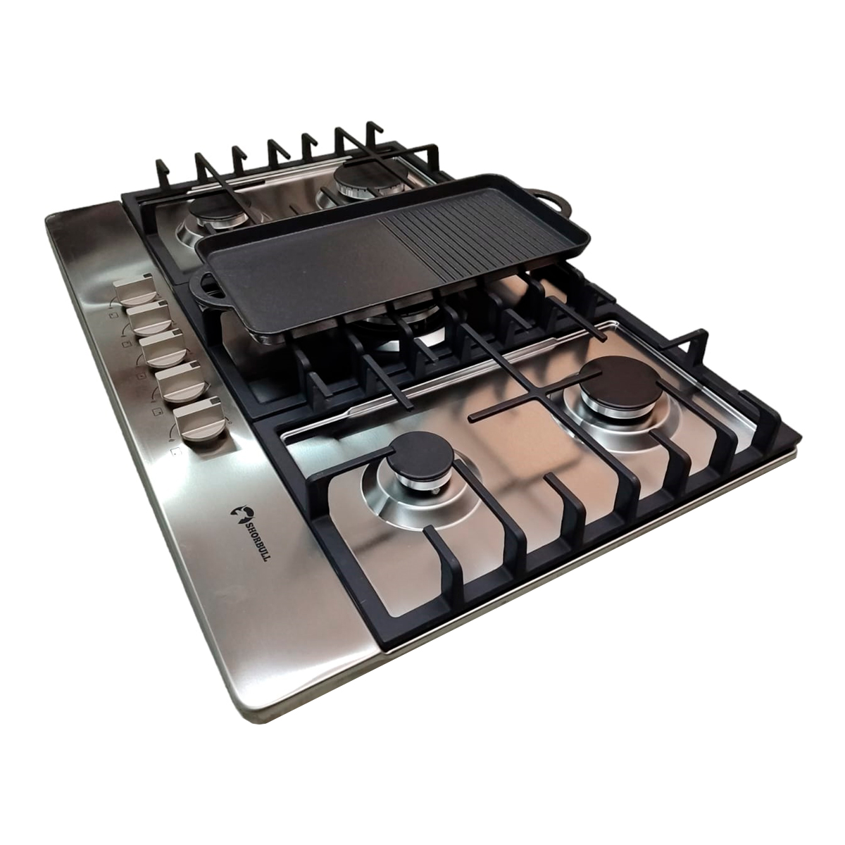 Estufa 5 quemadores acero inoxidable comal incluido