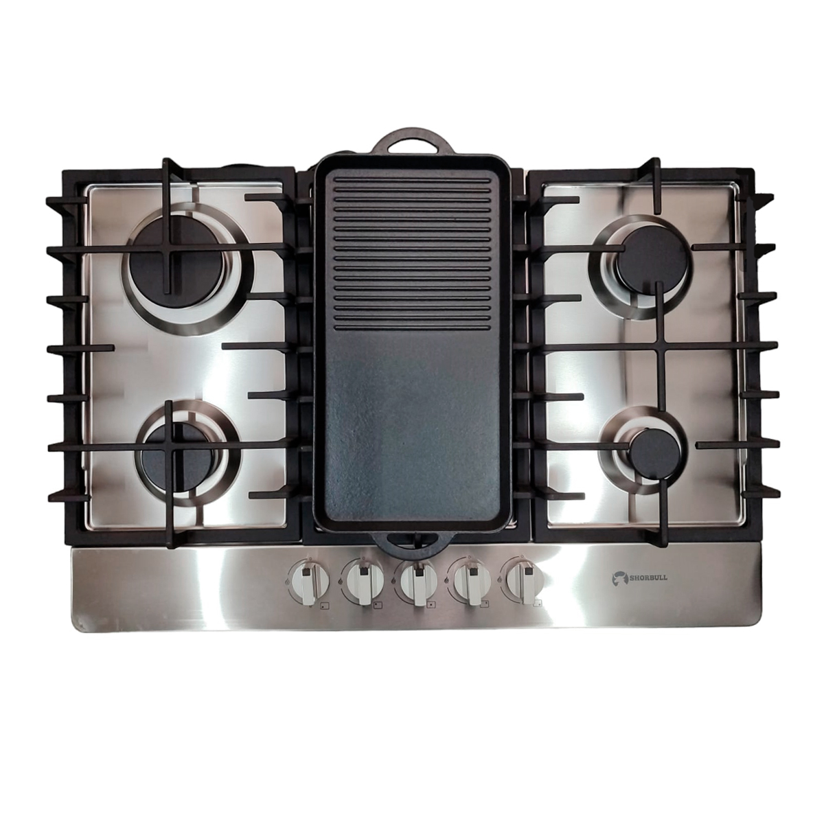 Estufa 5 quemadores acero inoxidable comal incluido