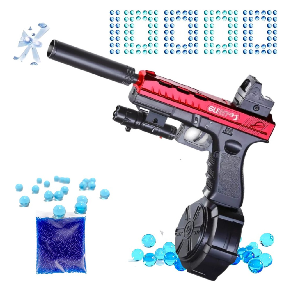 Pistola Electrica De Hidrogel Glock Automatica Tambor, juguete Lanzador Automático, Gel Blaster Juguete de Hidrogel para Exteriores, Juego de Equipo de Disparo de Bolas de Gel al Aire Libre..