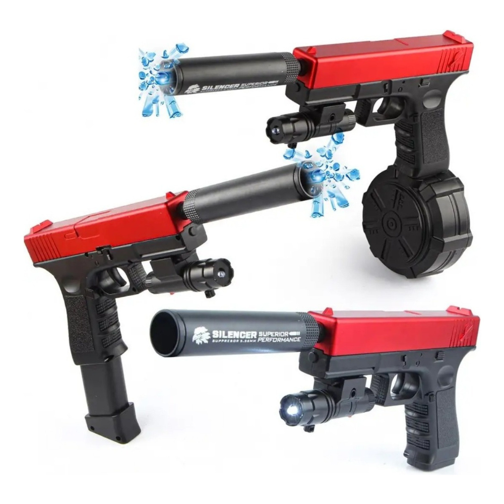 Pistola Electrica De Hidrogel Glock Automatica Tambor, juguete Lanzador Automático, Gel Blaster Juguete de Hidrogel para Exteriores, Juego de Equipo de Disparo de Bolas de Gel al Aire Libre..