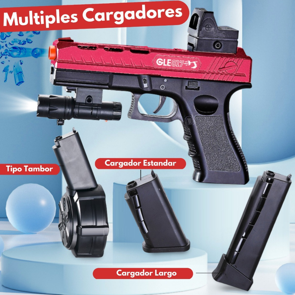 Pistola Electrica De Hidrogel Glock Automatica Tambor, juguete Lanzador Automático, Gel Blaster Juguete de Hidrogel para Exteriores, Juego de Equipo de Disparo de Bolas de Gel al Aire Libre..