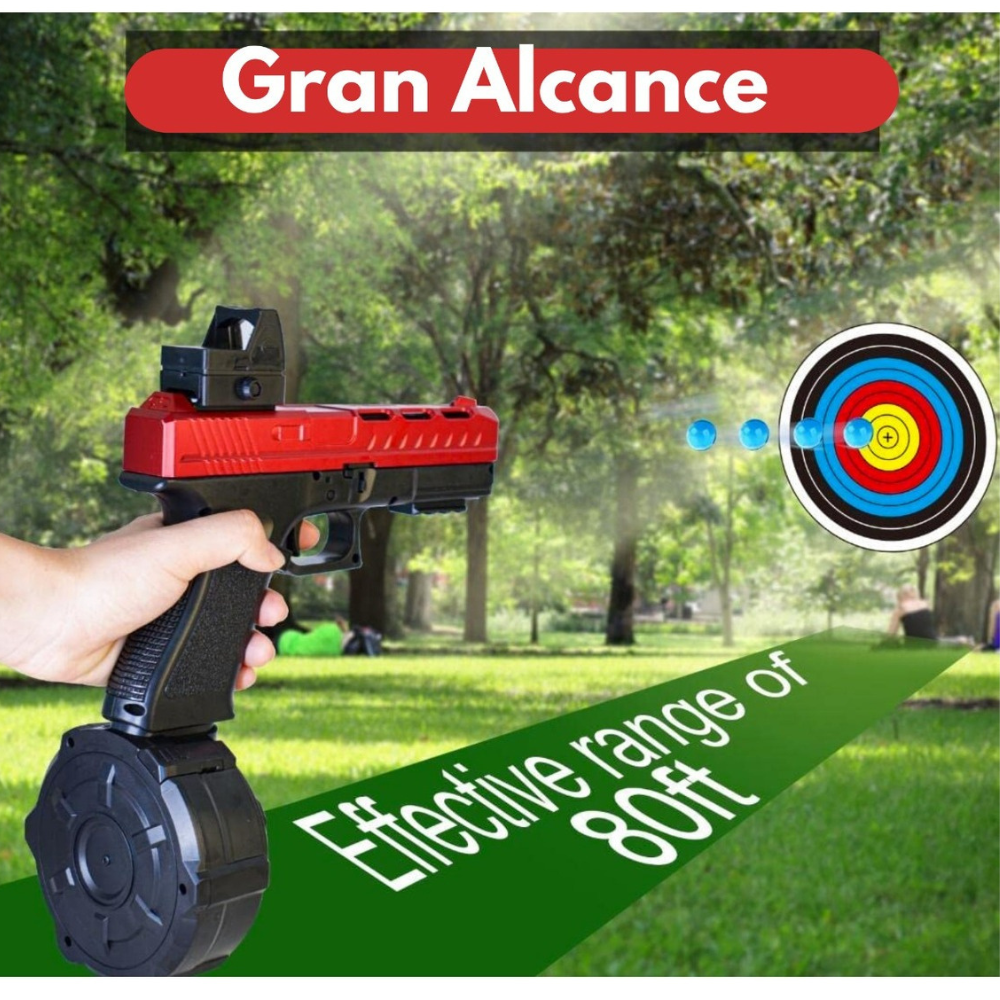 Pistola Electrica De Hidrogel Glock Automatica Tambor, juguete Lanzador Automático, Gel Blaster Juguete de Hidrogel para Exteriores, Juego de Equipo de Disparo de Bolas de Gel al Aire Libre..