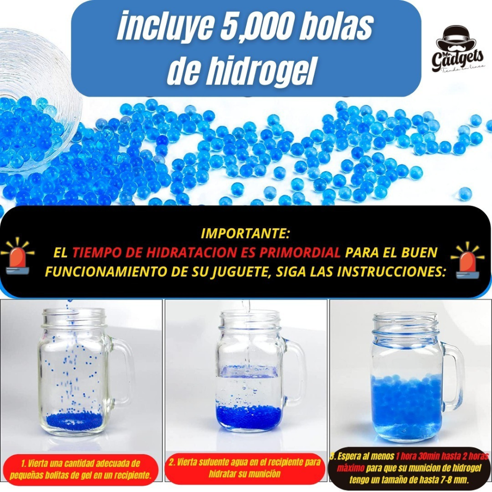 Pistola Electrica De Hidrogel Glock Automatica Tambor, juguete Lanzador Automático, Gel Blaster Juguete de Hidrogel para Exteriores, Juego de Equipo de Disparo de Bolas de Gel al Aire Libre..