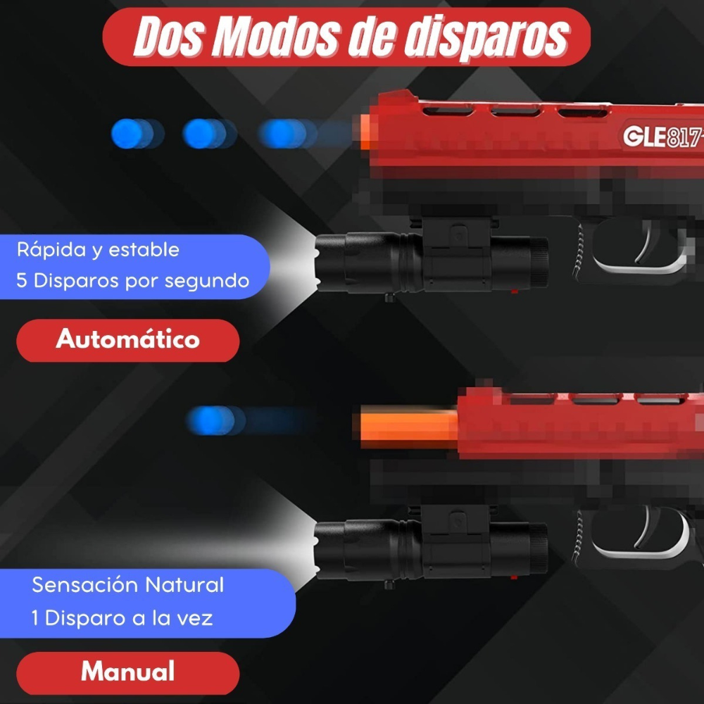 Pistola Electrica De Hidrogel Glock Automatica Tambor, juguete Lanzador Automático, Gel Blaster Juguete de Hidrogel para Exteriores, Juego de Equipo de Disparo de Bolas de Gel al Aire Libre..