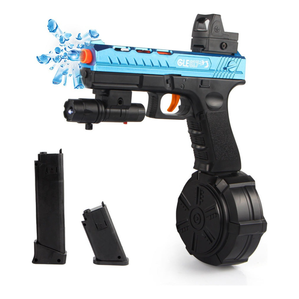 Pistola De Hidrogel Automática Glock 3 Cargadores Tamboruguete Lanzador Automático, Gel Blaster Juguete de Hidrogel para Exteriores, Juego de Equipo de Disparo de Bolas de Gel al Aire Libre..
