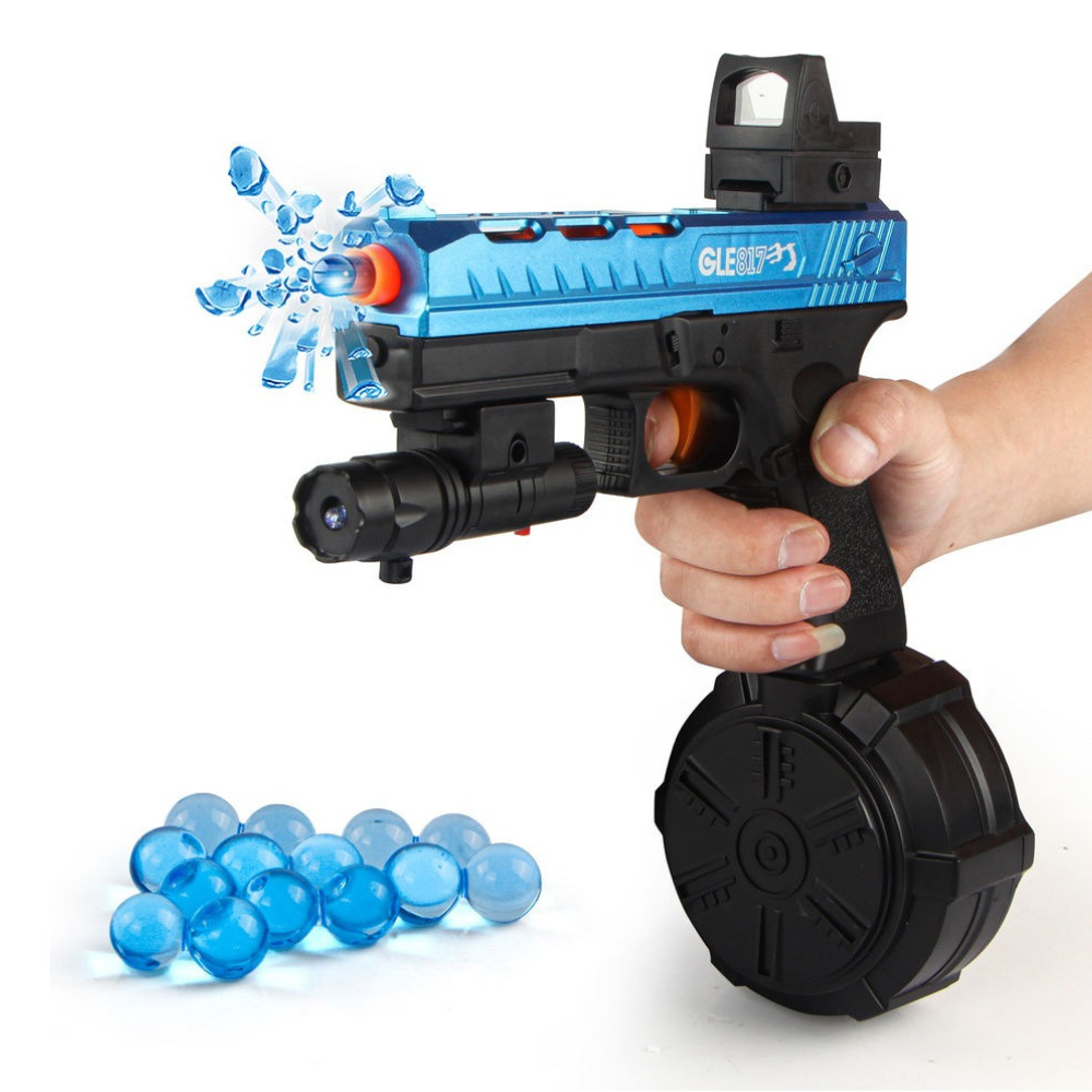 Pistola De Hidrogel Automática Glock 3 Cargadores Tamboruguete Lanzador Automático, Gel Blaster Juguete de Hidrogel para Exteriores, Juego de Equipo de Disparo de Bolas de Gel al Aire Libre..