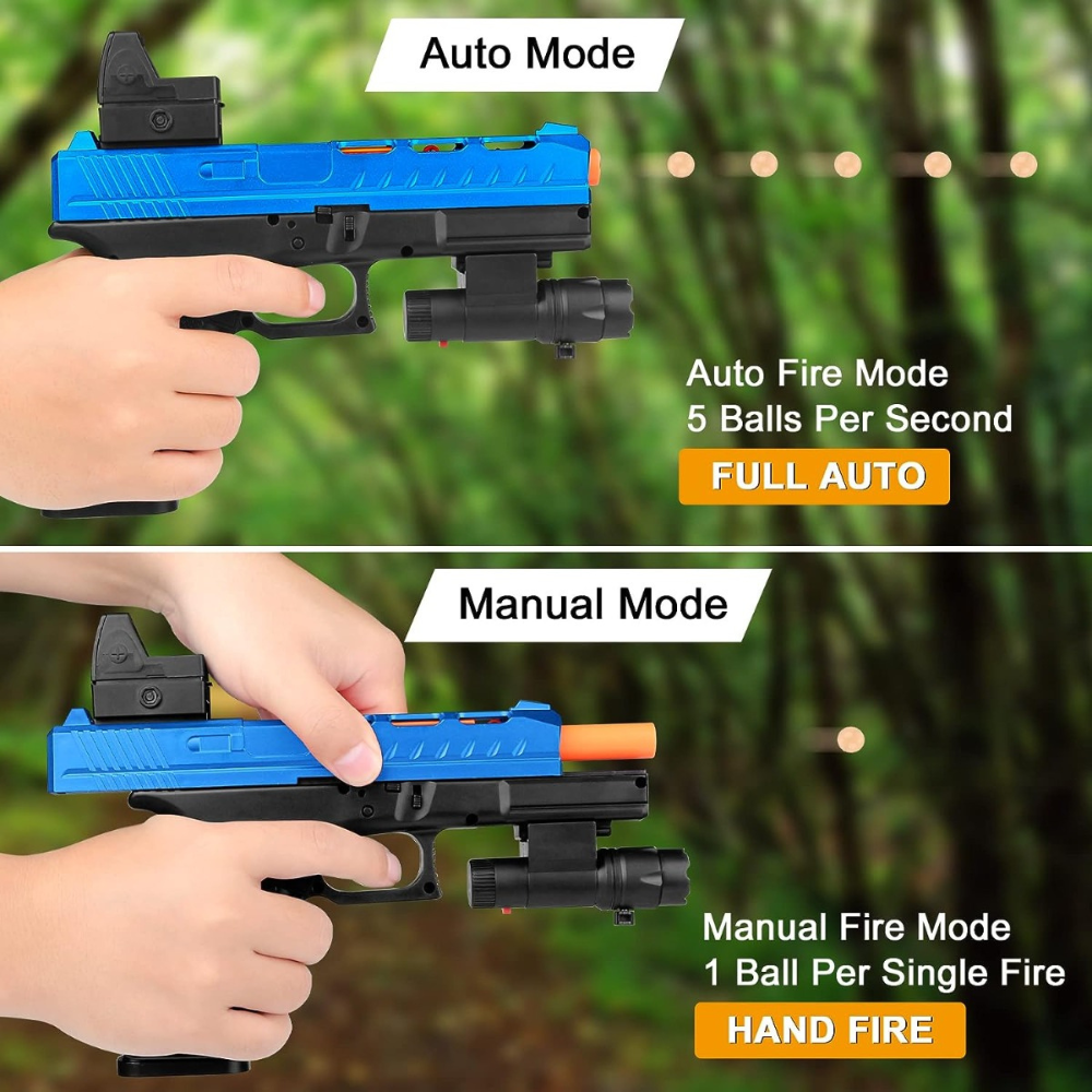 Pistola De Hidrogel Automática Glock 3 Cargadores Tamboruguete Lanzador Automático, Gel Blaster Juguete de Hidrogel para Exteriores, Juego de Equipo de Disparo de Bolas de Gel al Aire Libre..