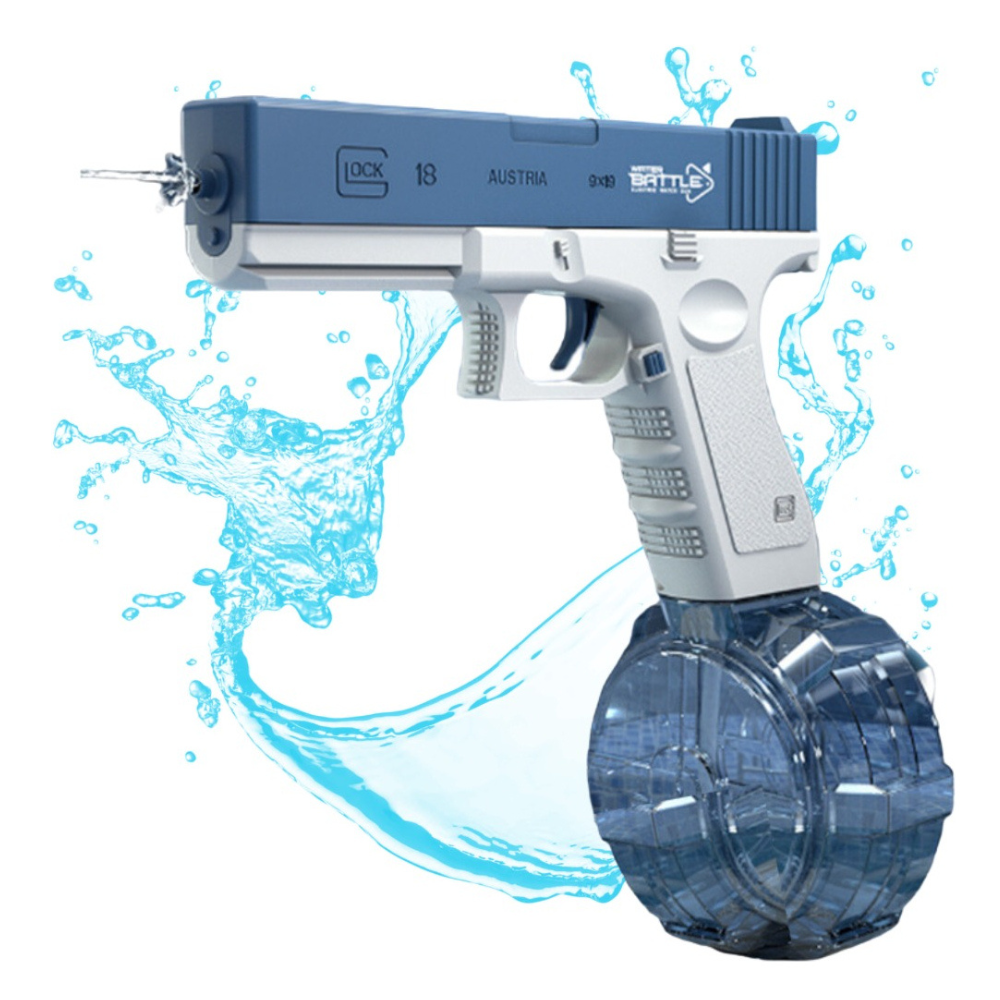 Pistola De Agua Eléctrico Automatica Juguete Glock Tambor, juego de equipo, disparo de agua, lanzador para exteriores.