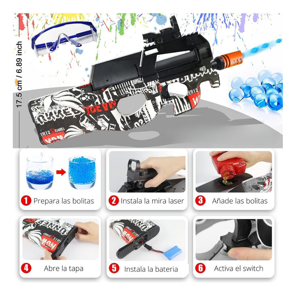 Ametralladora Automatica P90 Blaster Arma Juguete Hidrogel