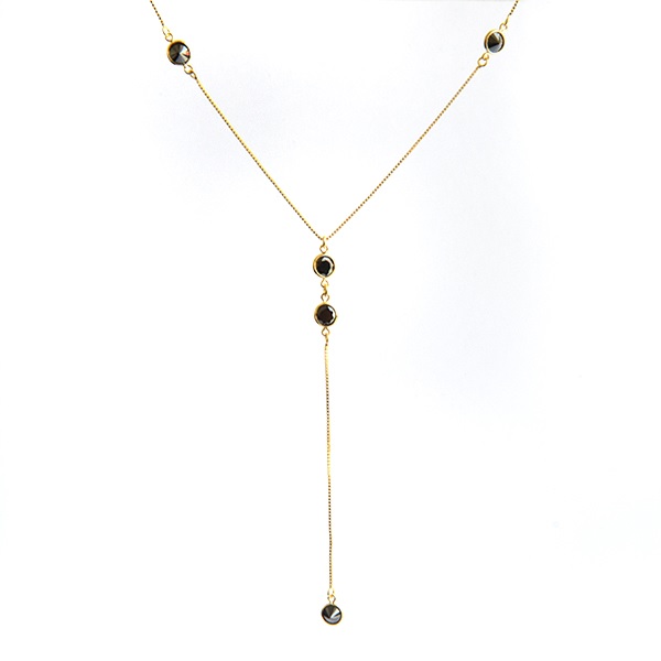 Collar Corbatita Negra-Baño Oro 18K