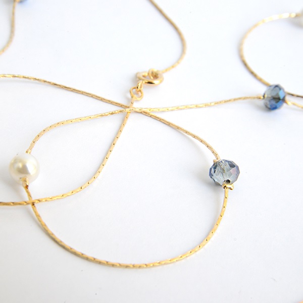 Collar Azul Noche-Baño Oro 18K