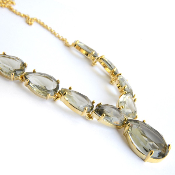 Collar Cristales-Baño Oro 18k