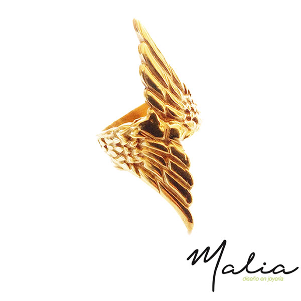 Anillo Alas Plata Chapa De Oro