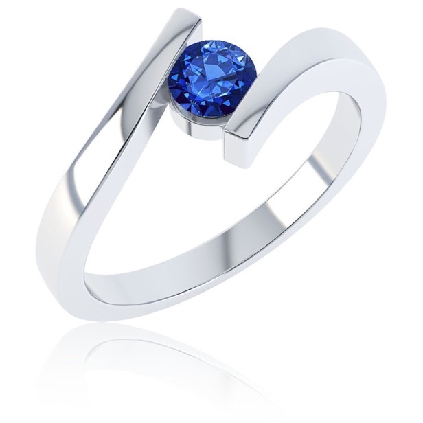 Anillo Svetlana Petrov® de Oro de 14k con Zafiro natural redondo de 30 pts