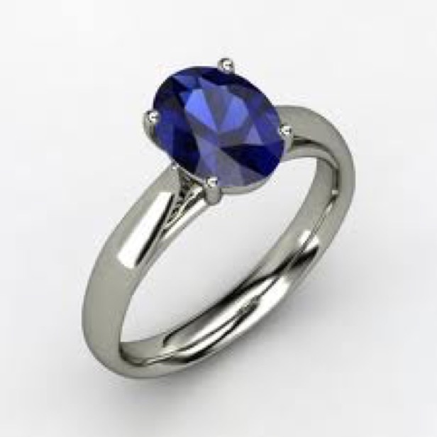 Anillo Svetlana Petrov® de Oro de 14k con Zafiro natural Oval de 100 pts