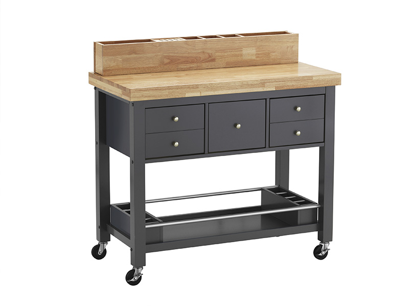 Isla de cocina / carrito de servicio gris, madera natural- coaster 102666