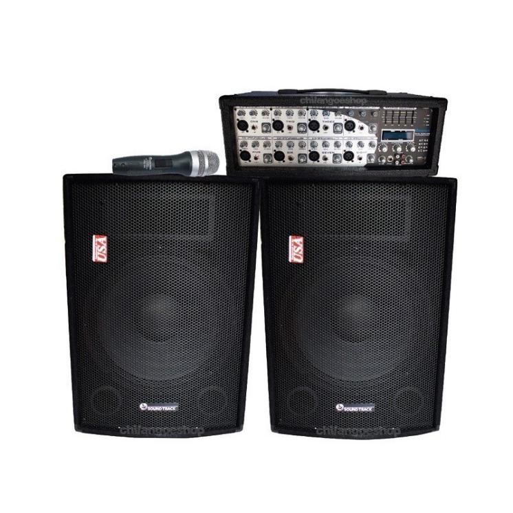 Combo Mezcladora 8ch Usb + 2bafles15 +mic Soundtrack Pro