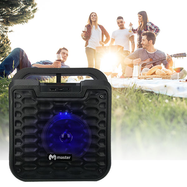 Master- Bocina Portátil, Alta Resistencia A Golpes, Bluetooth, Lector Aux, Usb Tf Y Entrada De Micófono