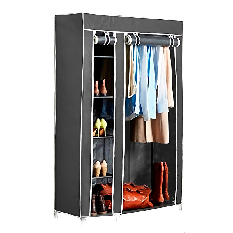 Closet Armable Portatil Entrepaños Tela Ecologica Gris Orzanizador