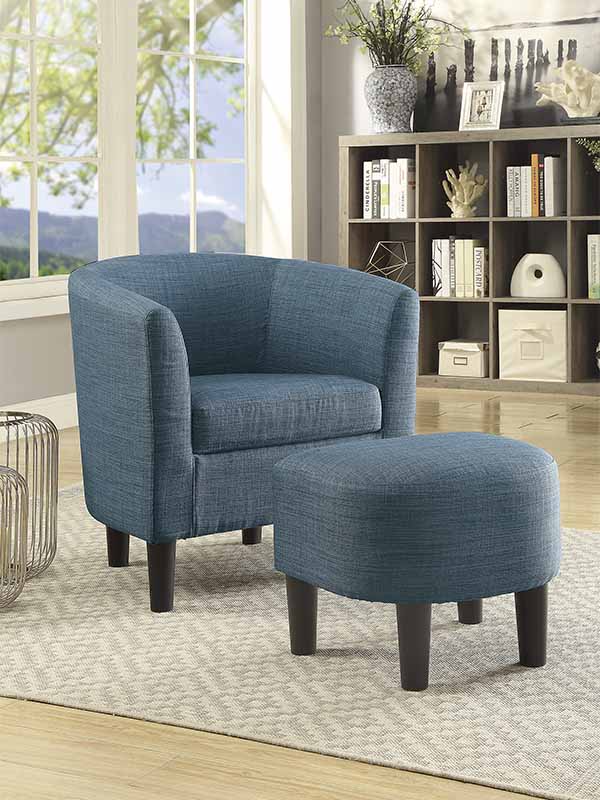 Sillon De Acento Con Ottoman F1658 Color Azul Pondex