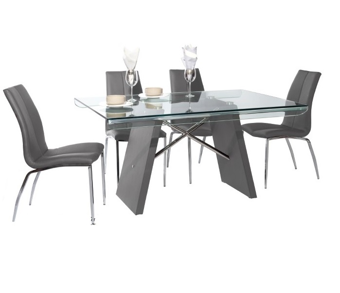 Mesa De Comedor Alegra Gris - Gris Y Cristal - Këssa