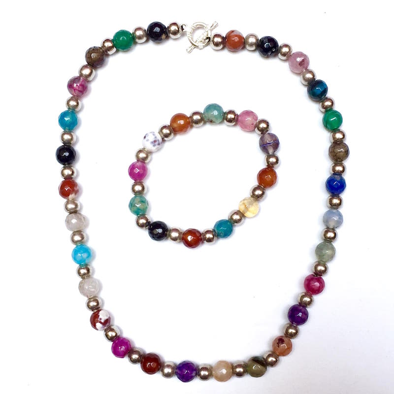 Collar Hecho A Mano De Ágata De Colores