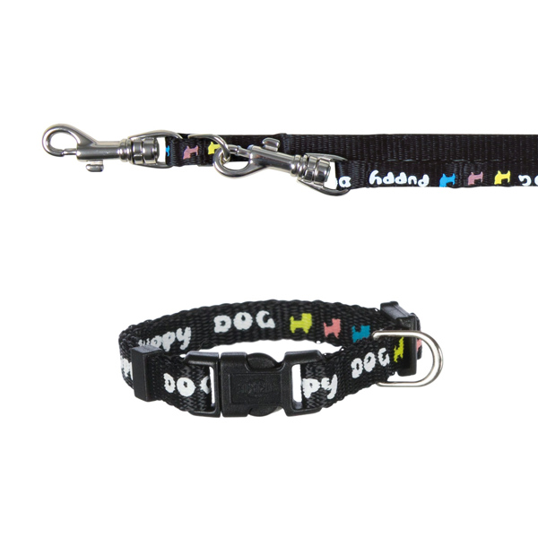 Trixie Collar Con Ramal Para Cachorros, 16-23Cm/8Mm, 2M, Negro
