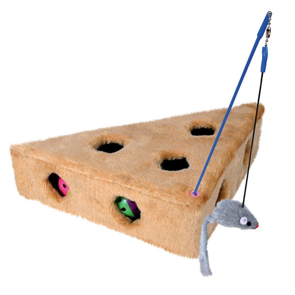 Trixie Queso Para Gato, Trozo Queso C/agujeros Y 3 Juguetes, 36X8X26/26 Cm