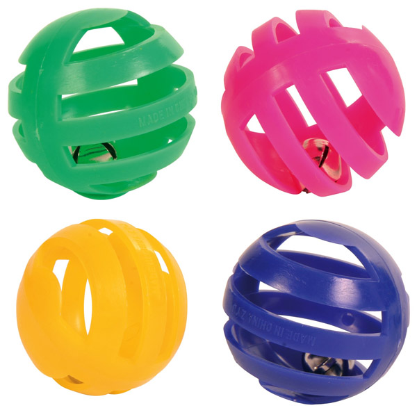 Trixie Set De Pelotas De Juego, 4 Pelotas Sonajero Para Gato , Plástico, 4Cm, Multicolor