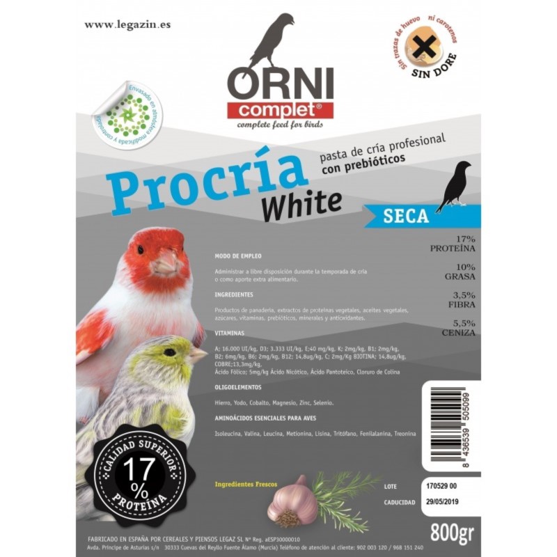 Pasta De Cria White Seca 800 Grm Marca Legazin