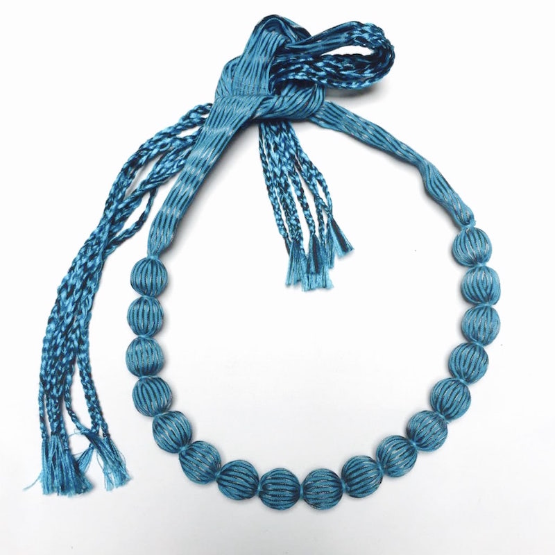 Collar Artesanal De Genuino Rebozo Mexicano Azul