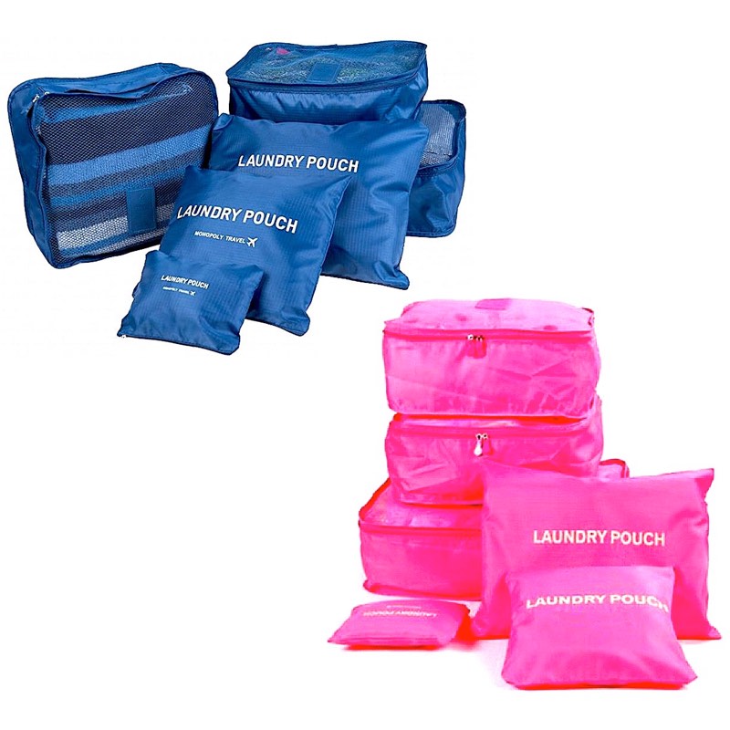 Set De 6 Organizadores De Viaje Rosa O Azul