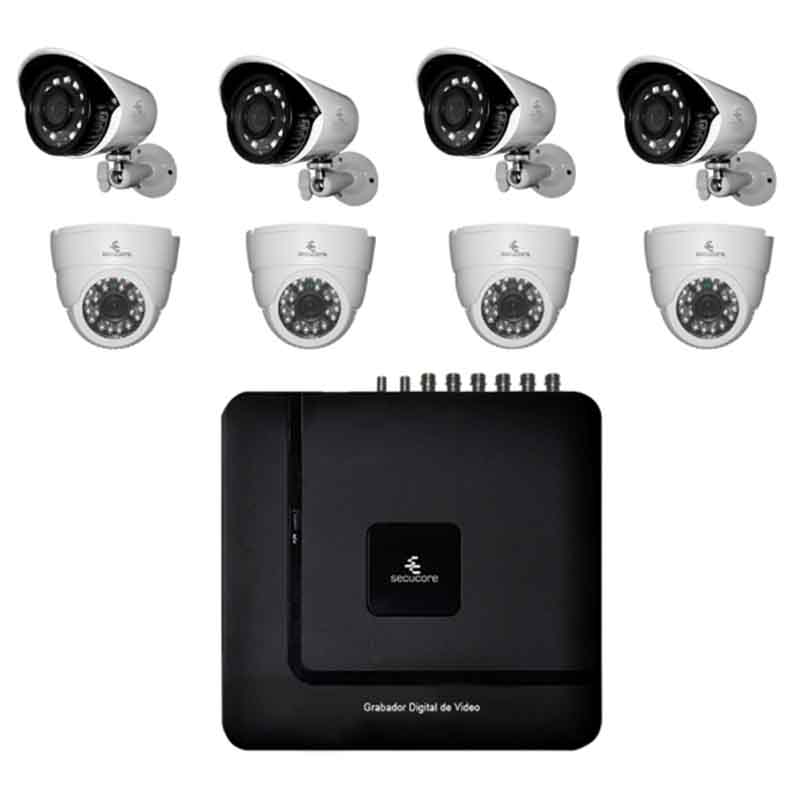 Kit Cctv Video Vigilancia 8 Cámaras Ahd Alta Definición 720P Dvr Seguridad Circuito Cerrado