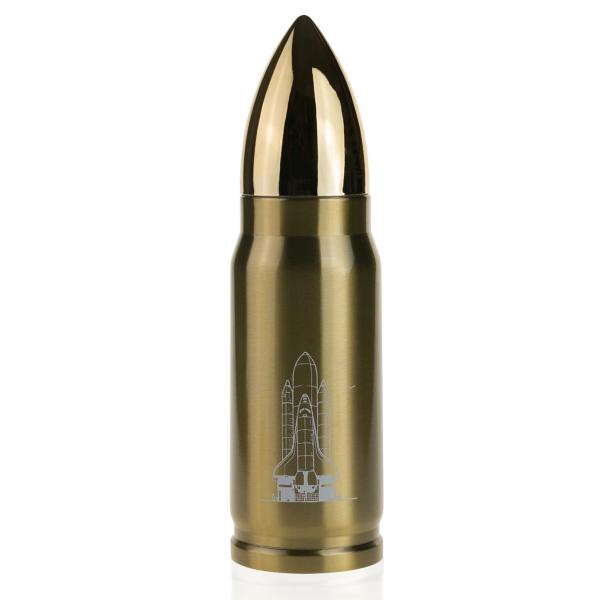 Termo En Forma De Bala Con Boton Dosificador Dorado Byteshop