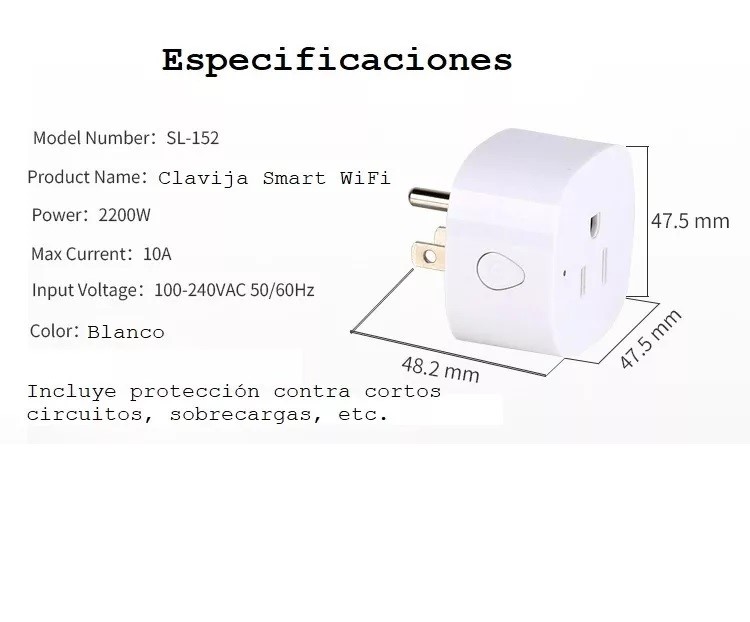 Clavija Contacto Inalambrico Wifi Google Assist y Alexa