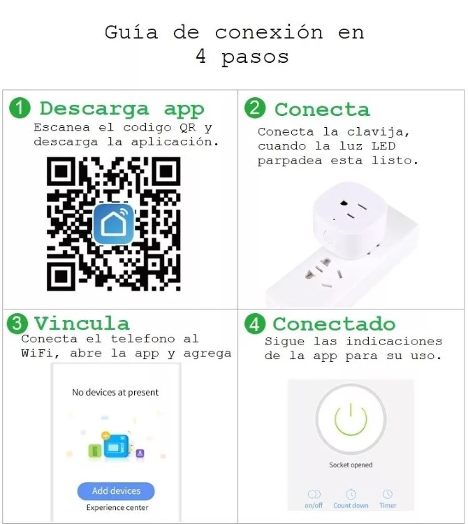 Clavija Contacto Inalambrico Wifi Google Assist y Alexa