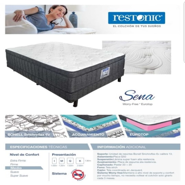 Colchon Restonic SENA Individual, no incluye base
