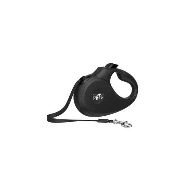 Correa Retractil 5 Mts Med Negra Fancy Pets