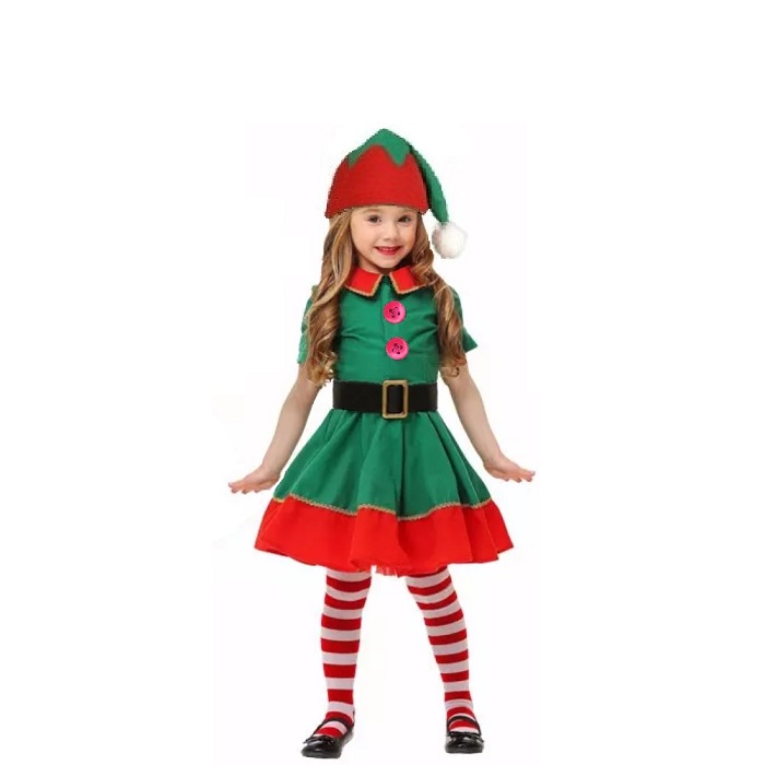 Disfraz De Navidad Duenda Niña Elfo Festival Pastorela - Disfraces Tudi